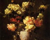 Peonies and Apple Blossoms in a Chinese Vase - 安东尼·沃伦